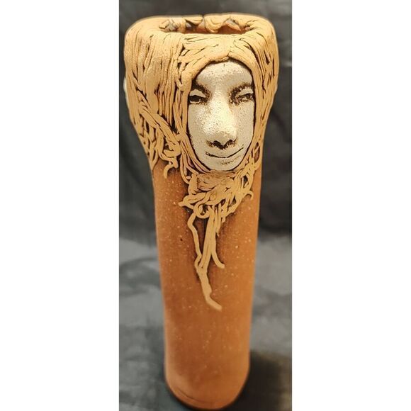 Vintage Jude Holdsworth 3 Faces Studio Pottery Vase 7.25" tall Spaghetti hair te - Picture 5 of 9